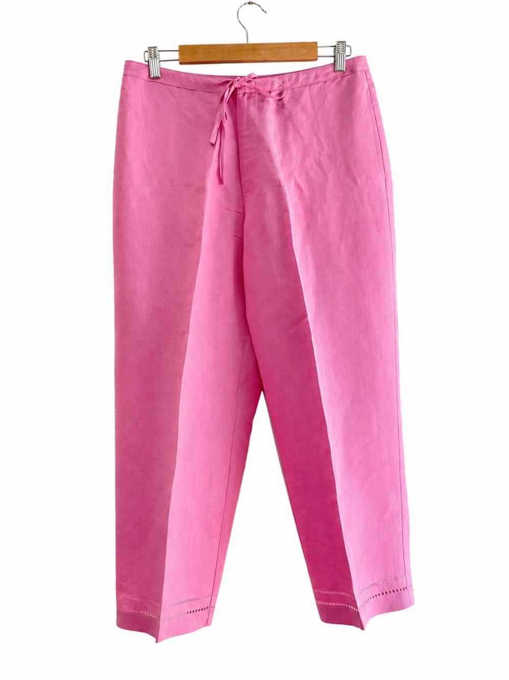 Sigrid Olsen Linen Blend Cropped Pants L Pink Resort Coastal Preppy Straight Leg